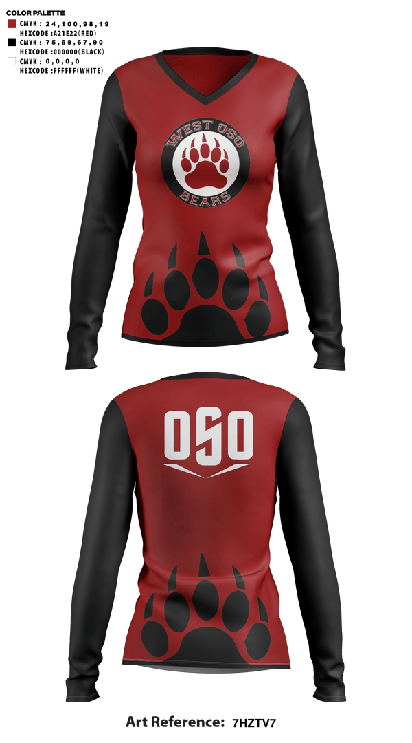 Womens Long Sleeve Vneck Shirt, West Oso High School Cheer, Cheer, Teamtime, Team time, sublimation, custom sports apparel, team uniforms, spirit wear, spiritwear, sports uniforms, custom shirts, team store, custom team store, fundraiser sports, apparel fundraiser