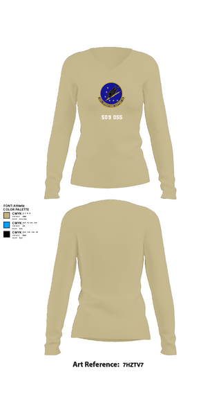 Womens Long Sleeve Vneck Shirt, 509 OSS, Air Force, Teamtime, Team time, sublimation, custom sports apparel, team uniforms, spirit wear, spiritwear, sports uniforms, custom shirts, team store, custom team store, fundraiser sports, apparel fundraiser