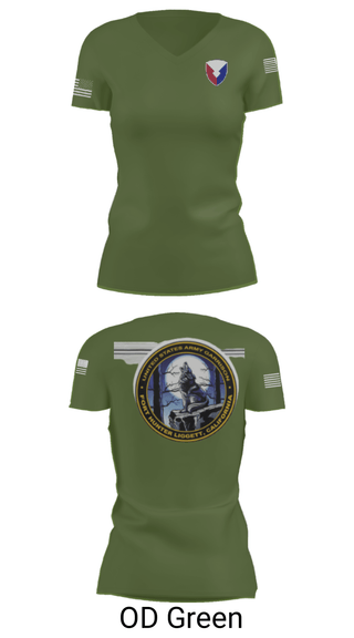 Women's Short Sleeve Vneck Shirt, USAG Fort Hunter Liggett, Army, Teamtime, Team time, sublimation, custom sports apparel, team uniforms, spirit wear, spiritwear, sports uniforms, custom shirts, team store, custom team store, fundraiser sports, apparel fundraiser