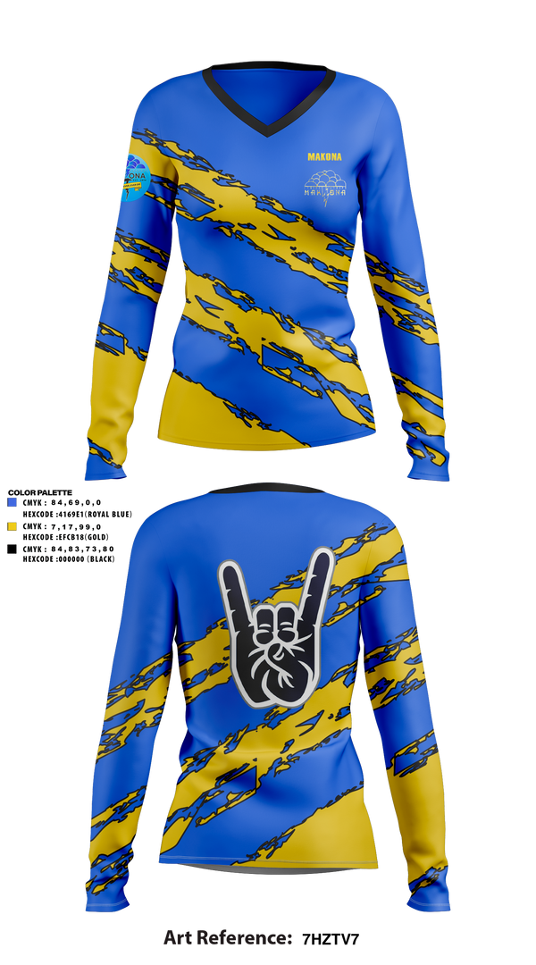 Womens Long Sleeve Vneck Shirt, MAKONA, E-Sports, Teamtime, Team time, sublimation, custom sports apparel, team uniforms, spirit wear, spiritwear, sports uniforms, custom shirts, team store, custom team store, fundraiser sports, apparel fundraiser