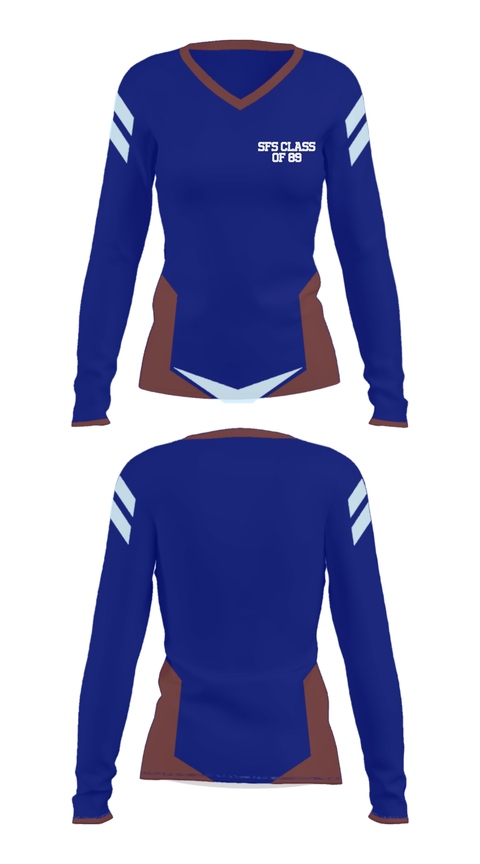 Women's Long Sleeve Vneck Shirt, SFS Class of 89, , Teamtime, Team time, sublimation, custom sports apparel, team uniforms, spirit wear, spiritwear, sports uniforms, custom shirts, team store, custom team store, fundraiser sports, apparel fundraiser