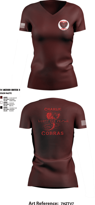 Women's Short Sleeve Vneck Shirt, Charlie Company Cobras, Army, Teamtime, Team time, sublimation, custom sports apparel, team uniforms, spirit wear, spiritwear, sports uniforms, custom shirts, team store, custom team store, fundraiser sports, apparel fundraiser