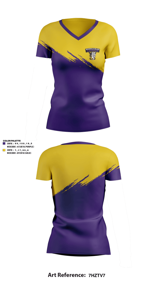 Womens Short Sleeve Vneck Shirt, Jacksonville College eSports, E-Sports, Teamtime, Team time, sublimation, custom sports apparel, team uniforms, spirit wear, spiritwear, sports uniforms, custom shirts, team store, custom team store, fundraiser sports, apparel fundraiser