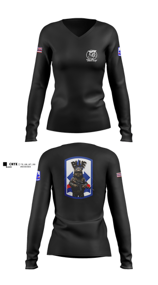 Women's Long Sleeve Vneck Shirt, Ewok dismount3rd PLT Bad BoysBad boyz3rd PLT Bad BoysBad Boiiz3rd PLT Bad BoysPT Bad Boiiz3rd PLT Bad BoysBlue Ewok, , Teamtime, Team time, sublimation, custom sports apparel, team uniforms, spirit wear, spiritwear, sports uniforms, custom shirts, team store, custom team store, fundraiser sports, apparel fundraiser