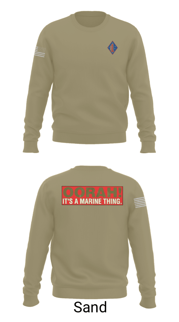 Crew Neck Sweatshirt, 1st Marine Regiment, Marines, Teamtime, Team time, sublimation, custom sports apparel, team uniforms, spirit wear, spiritwear, sports uniforms, custom shirts, team store, custom team store, fundraiser sports, apparel fundraiser