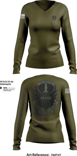 Womens Long Sleeve Vneck Shirt, SWAT, , Teamtime, Team time, sublimation, custom sports apparel, team uniforms, spirit wear, spiritwear, sports uniforms, custom shirts, team store, custom team store, fundraiser sports, apparel fundraiser