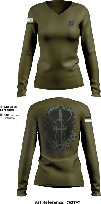 SWAT 27233159 Women's Long Sleeve V-neck Shirt - 251
