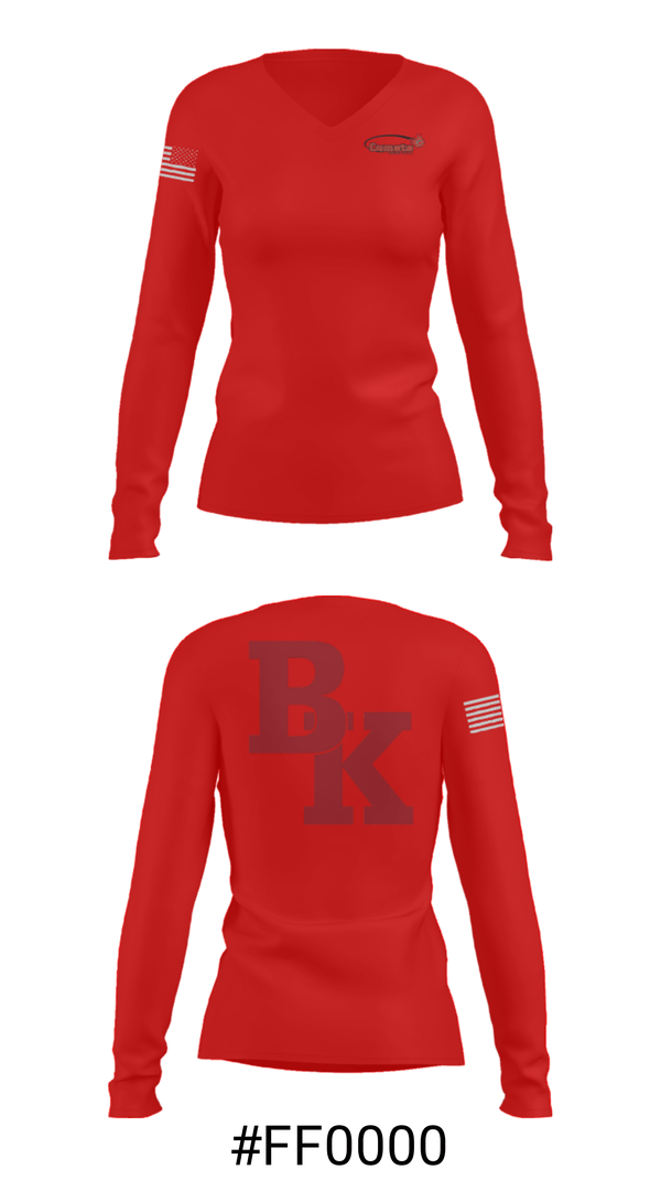 Women's Long Sleeve Vneck Shirt, Bishop Kelley High School Tennis, Tennis, Teamtime, Team time, sublimation, custom sports apparel, team uniforms, spirit wear, spiritwear, sports uniforms, custom shirts, team store, custom team store, fundraiser sports, apparel fundraiser