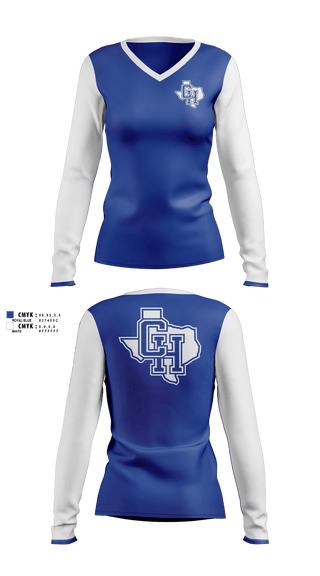 Womens Long Sleeve Vneck Shirt, Central Heights High School Swimming, Swimming, Teamtime, Team time, sublimation, custom sports apparel, team uniforms, spirit wear, spiritwear, sports uniforms, custom shirts, team store, custom team store, fundraiser sports, apparel fundraiser