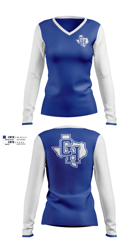 Womens Long Sleeve Vneck Shirt, Central Heights High School Swimming, Swimming, Teamtime, Team time, sublimation, custom sports apparel, team uniforms, spirit wear, spiritwear, sports uniforms, custom shirts, team store, custom team store, fundraiser sports, apparel fundraiser