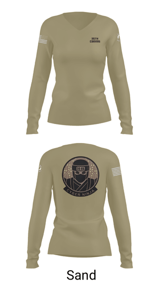 Women's Long Sleeve Vneck Shirt, 35th COMMS, Air Force, Teamtime, Team time, sublimation, custom sports apparel, team uniforms, spirit wear, spiritwear, sports uniforms, custom shirts, team store, custom team store, fundraiser sports, apparel fundraiser