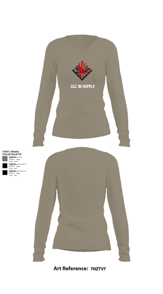 Womens Long Sleeve Vneck Shirt 1, CLC 36 SUPPLY, Marines, Teamtime, Team time, sublimation, custom sports apparel, team uniforms, spirit wear, spiritwear, sports uniforms, custom shirts, team store, custom team store, fundraiser sports, apparel fundraiser