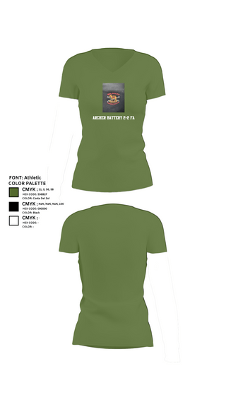 Womens Short Sleeve Vneck Shirt, Archer Battery 2-2 FA, Army, Teamtime, Team time, sublimation, custom sports apparel, team uniforms, spirit wear, spiritwear, sports uniforms, custom shirts, team store, custom team store, fundraiser sports, apparel fundraiser