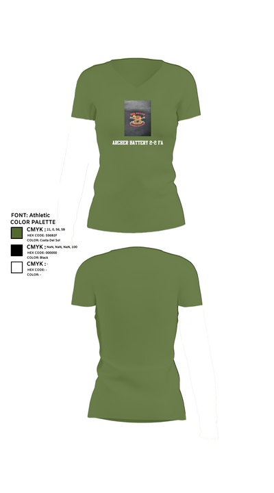 Archer Battery 2-2 FA 26774944 Women's Short Sleeve V-neck Shirt - 44
