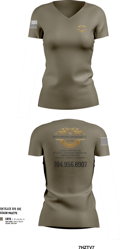 Unified Builders Construction LLC 53050884 Women's Short Sleeve V-neck Shirt - 252