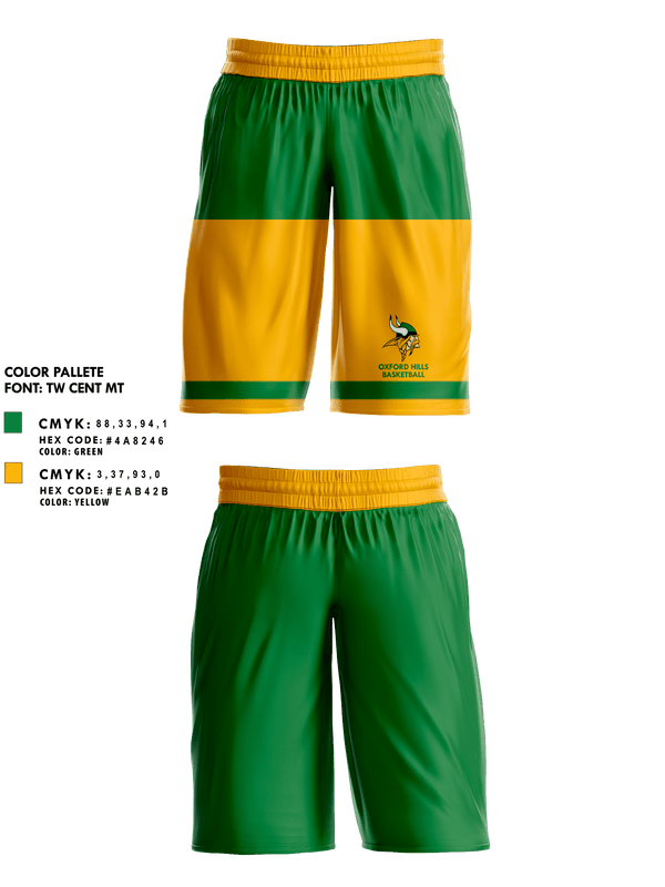Mens Basketball Shorts, Oxford Hills Comprehensive High School Basketball, Men's Basketball, Teamtime, Team time, sublimation, custom sports apparel, team uniforms, spirit wear, spiritwear, sports uniforms, custom shirts, team store, custom team store, fundraiser sports, apparel fundraiser