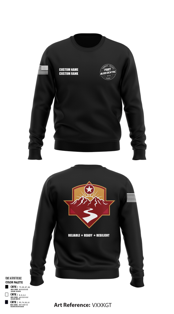 Crew Neck Sweatshirt, Fort Bliss DENTAC, Army, Teamtime, Team time, sublimation, custom sports apparel, team uniforms, spirit wear, spiritwear, sports uniforms, custom shirts, team store, custom team store, fundraiser sports, apparel fundraiser