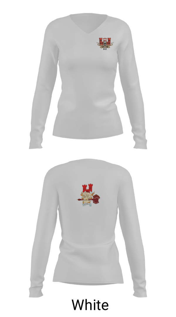 Women's Long Sleeve Vneck Shirt, 3rd Platoon, 642nd ESC, Army, Teamtime, Team time, sublimation, custom sports apparel, team uniforms, spirit wear, spiritwear, sports uniforms, custom shirts, team store, custom team store, fundraiser sports, apparel fundraiser