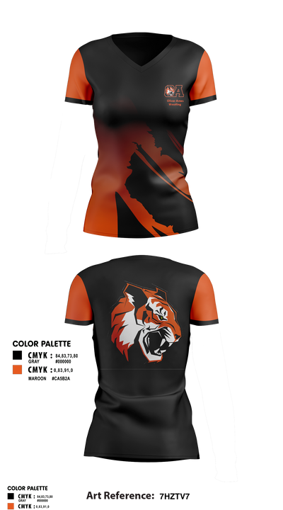 Oliver Ames High School Wrestling 5385977 Women's Short Sleeve V-neck Shirt - 1