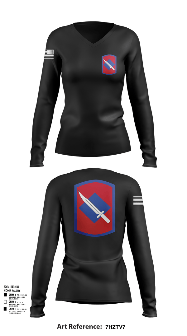 Womens Long Sleeve Vneck Shirt, 39th Infantry Brigade, , Teamtime, Team time, sublimation, custom sports apparel, team uniforms, spirit wear, spiritwear, sports uniforms, custom shirts, team store, custom team store, fundraiser sports, apparel fundraiser