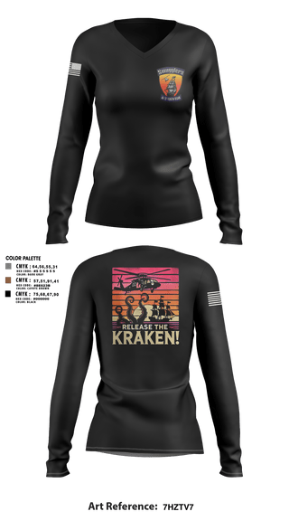 Womens Long Sleeve Vneck Shirt 1, A/2135th GSAB “SMUGGLERS”, Army, Teamtime, Team time, sublimation, custom sports apparel, team uniforms, spirit wear, spiritwear, sports uniforms, custom shirts, team store, custom team store, fundraiser sports, apparel fundraiser