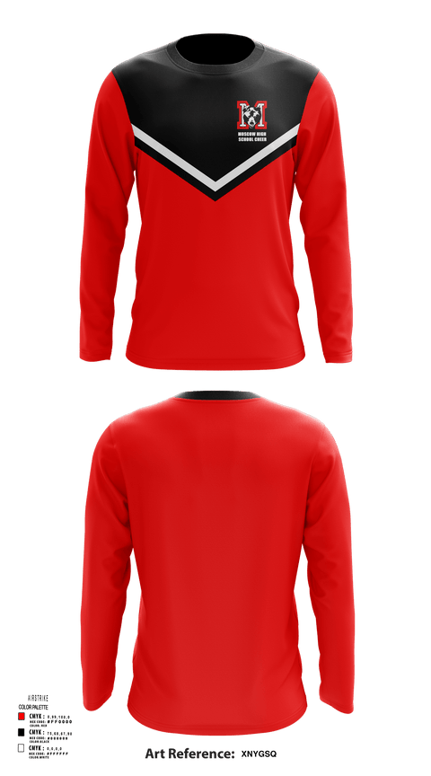 Long Sleeve Performance Shirt, Moscow High School Cheer, Cheer, Teamtime, Team time, sublimation, custom sports apparel, team uniforms, spirit wear, spiritwear, sports uniforms, custom shirts, team store, custom team store, fundraiser sports, apparel fundraiser