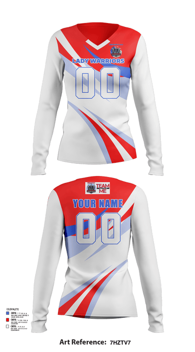 Lady Warriors 17642628 Women's Long Sleeve V-neck Shirt - 124