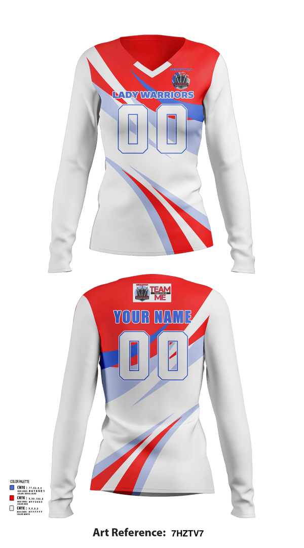 Womens Long Sleeve Vneck Shirt, Lady Warriors, Women's Volleyball, Teamtime, Team time, sublimation, custom sports apparel, team uniforms, spirit wear, spiritwear, sports uniforms, custom shirts, team store, custom team store, fundraiser sports, apparel fundraiser