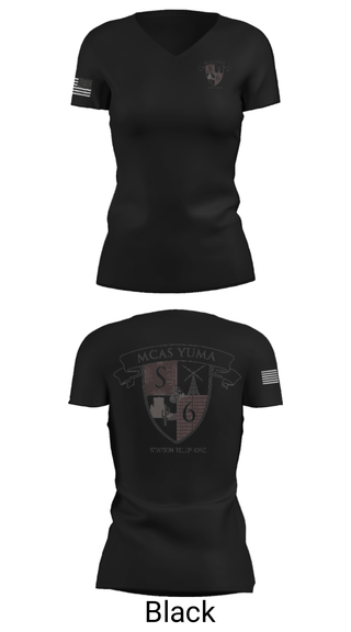 Women's Short Sleeve Vneck Shirt, MCAS Yuma Station S6, Marines, Teamtime, Team time, sublimation, custom sports apparel, team uniforms, spirit wear, spiritwear, sports uniforms, custom shirts, team store, custom team store, fundraiser sports, apparel fundraiser