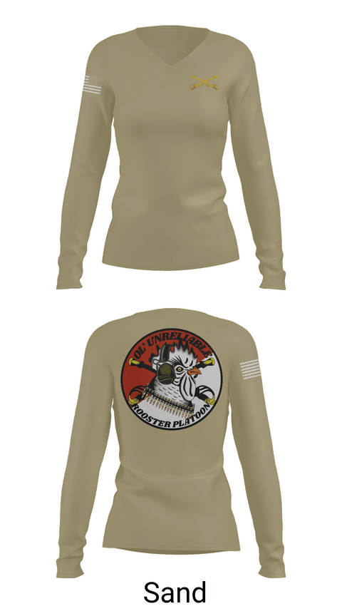 Womens Long Sleeve Vneck Shirt, , Army, Teamtime, Team time, sublimation, custom sports apparel, team uniforms, spirit wear, spiritwear, sports uniforms, custom shirts, team store, custom team store, fundraiser sports, apparel fundraiser