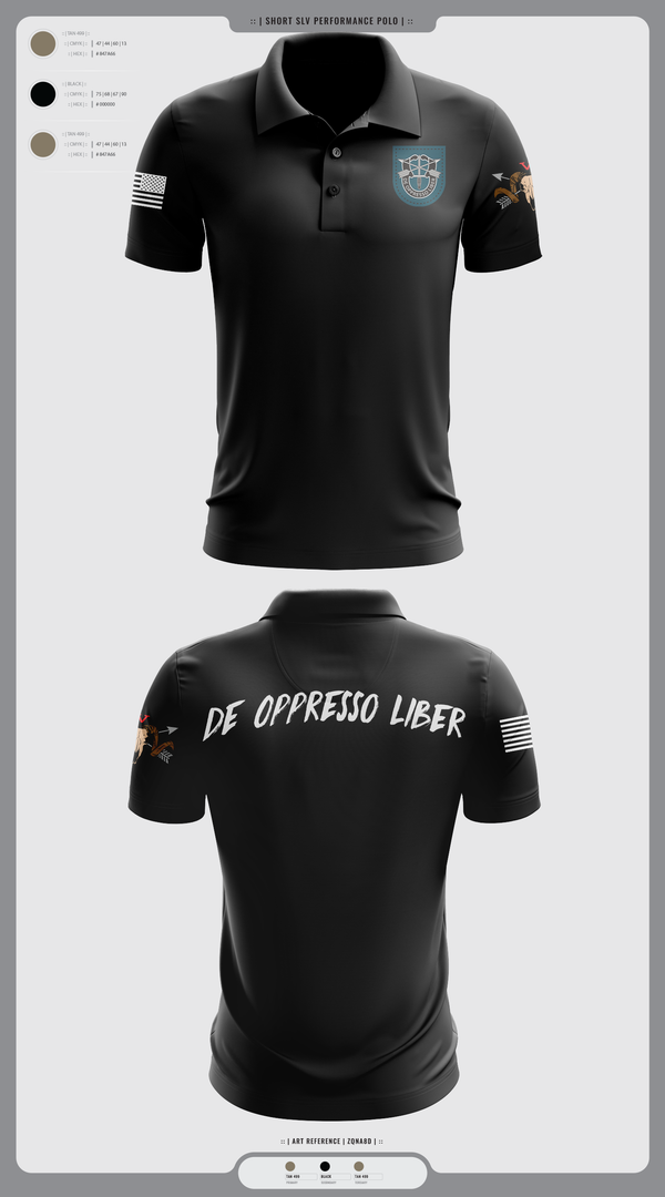 Short Sleeve Performance Polo, 5/19th SFG, National Guard, Teamtime, Team time, sublimation, custom sports apparel, team uniforms, spirit wear, spiritwear, sports uniforms, custom shirts, team store, custom team store, fundraiser sports, apparel fundraiser