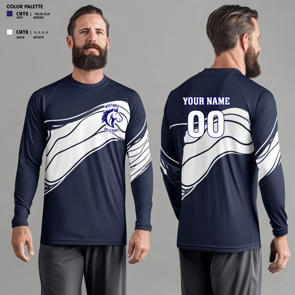 Long Sleeve Performance Shirt, Mustangs Volleyball, Men's Volleyball, Teamtime, Team time, sublimation, custom sports apparel, team uniforms, spirit wear, spiritwear, sports uniforms, custom shirts, team store, custom team store, fundraiser sports, apparel fundraiser