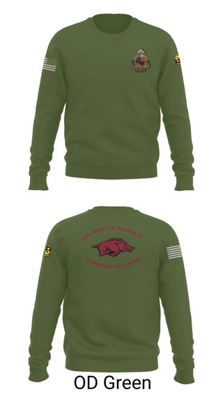 Crew Neck Sweatshirt, University of Arkansas Army ROTC - Razorback Battalion, Army, Teamtime, Team time, sublimation, custom sports apparel, team uniforms, spirit wear, spiritwear, sports uniforms, custom shirts, team store, custom team store, fundraiser sports, apparel fundraiser