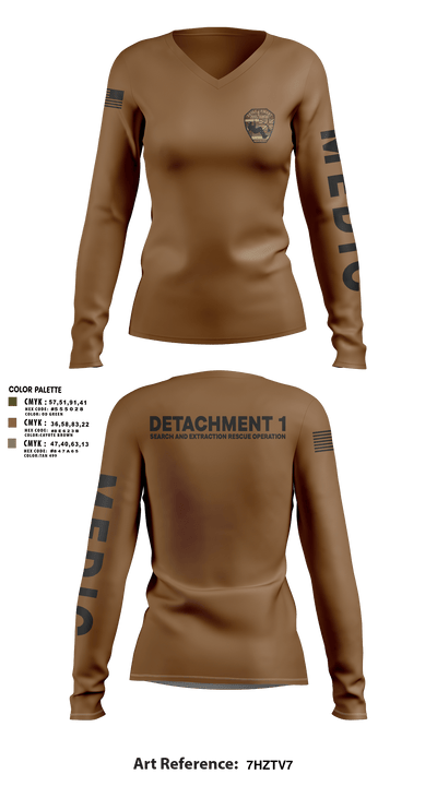 Detachment 1 27221981 Women's Long Sleeve V-neck Shirt - 8