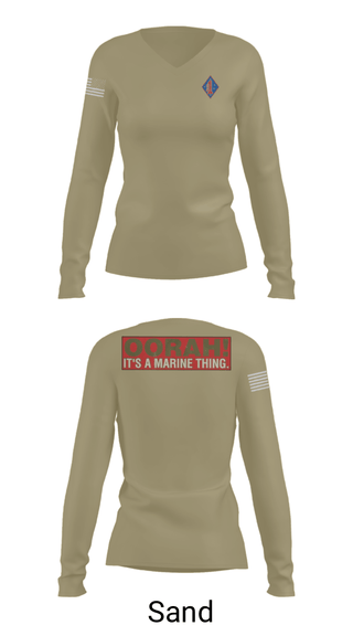 Women's Long Sleeve Vneck Shirt, 1st Marine Regiment, Marines, Teamtime, Team time, sublimation, custom sports apparel, team uniforms, spirit wear, spiritwear, sports uniforms, custom shirts, team store, custom team store, fundraiser sports, apparel fundraiser