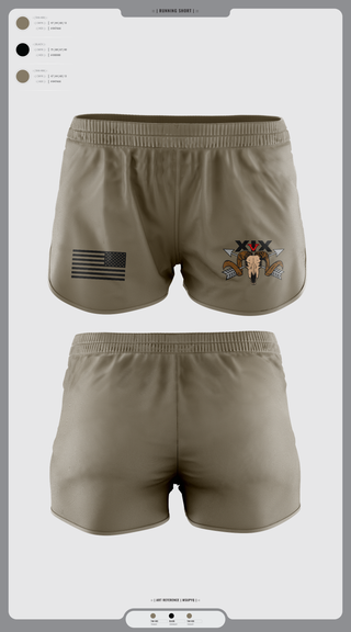 Womens Shorts, 5/19th SFG, National Guard, Teamtime, Team time, sublimation, custom sports apparel, team uniforms, spirit wear, spiritwear, sports uniforms, custom shirts, team store, custom team store, fundraiser sports, apparel fundraiser