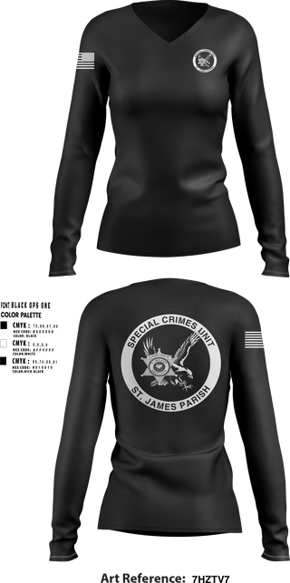 Womens Long Sleeve Vneck Shirt, Special Investigation Unit, Police, Teamtime, Team time, sublimation, custom sports apparel, team uniforms, spirit wear, spiritwear, sports uniforms, custom shirts, team store, custom team store, fundraiser sports, apparel fundraiser