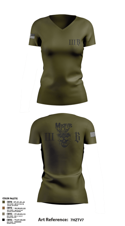 3B 1-325 AIR, 2BCT, 82ND ABN DIV 78191368 Women's Short Sleeve V-neck Shirt - 109