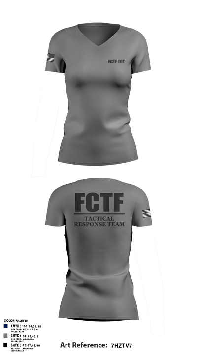 FCTF TRT 85087325 Women's Short Sleeve V-neck Shirt - 109