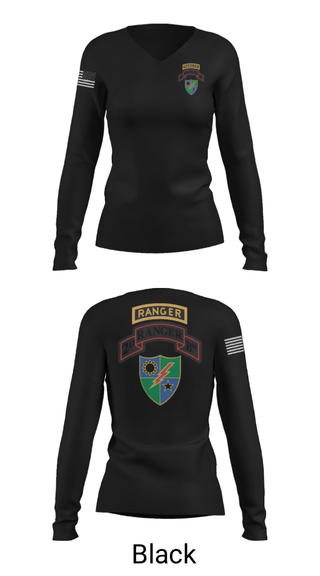 Women's Long Sleeve Vneck Shirt, 2nd Battalion 75th Ranger Regiment, , Teamtime, Team time, sublimation, custom sports apparel, team uniforms, spirit wear, spiritwear, sports uniforms, custom shirts, team store, custom team store, fundraiser sports, apparel fundraiser
