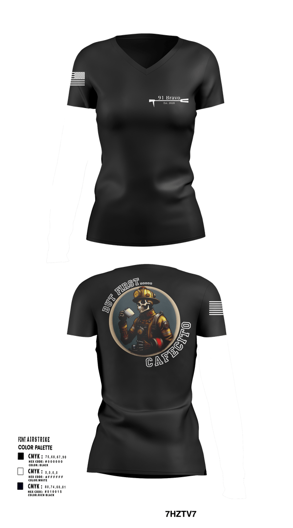 Womens Short Sleeve Vneck Shirt, 91 Bravo, Fire Department, Teamtime, Team time, sublimation, custom sports apparel, team uniforms, spirit wear, spiritwear, sports uniforms, custom shirts, team store, custom team store, fundraiser sports, apparel fundraiser