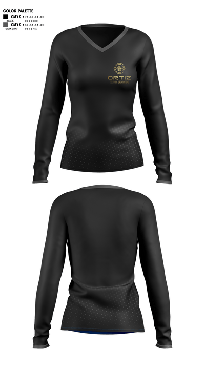 ORTIZ 74719771 Women's Long Sleeve V-neck Shirt -1 1
