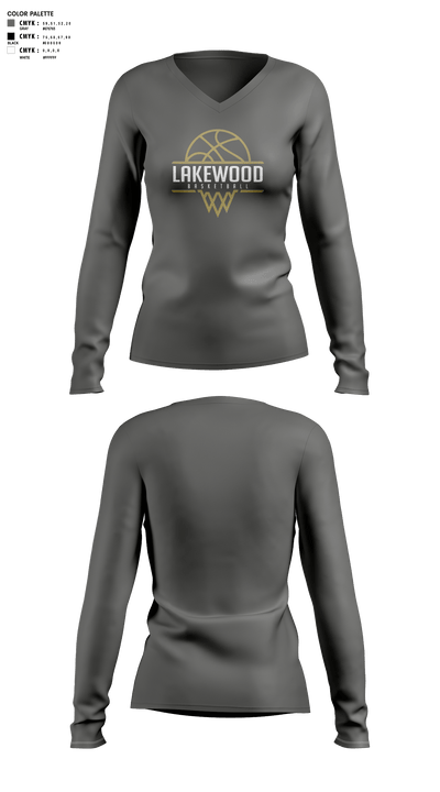 Lakewood High School Bsketball 90891143 Women's Long Sleeve V-neck Shirt - 3