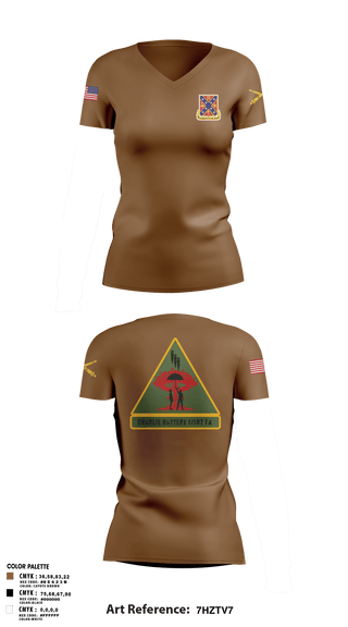 Womens Short Sleeve Vneck Shirt, C BTRY 1/107 FA, National Guard, Teamtime, Team time, sublimation, custom sports apparel, team uniforms, spirit wear, spiritwear, sports uniforms, custom shirts, team store, custom team store, fundraiser sports, apparel fundraiser
