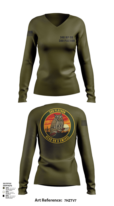 346 MP CO 3rd Platoon 43320857 Women's Long Sleeve V-neck Shirt - 115