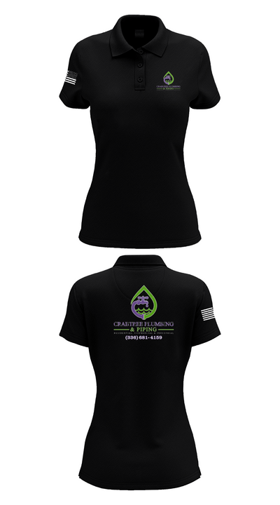 Crabtree Plumbing & Piping 20827864 Women's Short Sleeve Performance Polo  - 36