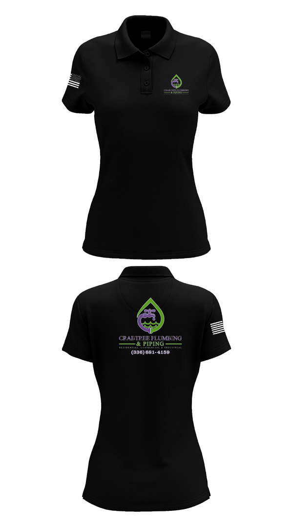Womens Short Sleeve Performance Polo, Crabtree Plumbing & Piping, , Teamtime, Team time, sublimation, custom sports apparel, team uniforms, spirit wear, spiritwear, sports uniforms, custom shirts, team store, custom team store, fundraiser sports, apparel fundraiser
