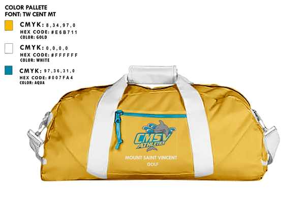 Duffle Bag, College of Mount Saint Vincent Golf, Golf, Teamtime, Team time, sublimation, custom sports apparel, team uniforms, spirit wear, spiritwear, sports uniforms, custom shirts, team store, custom team store, fundraiser sports, apparel fundraiser