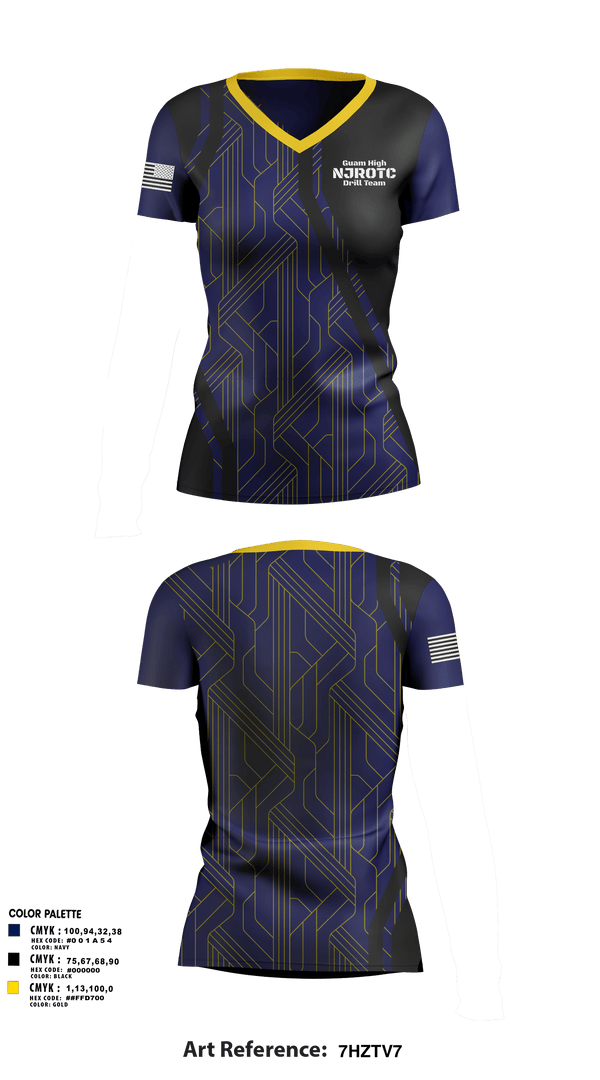 Womens Short Sleeve Vneck Shirt, Guam High NJROTC Drill Team, , Teamtime, Team time, sublimation, custom sports apparel, team uniforms, spirit wear, spiritwear, sports uniforms, custom shirts, team store, custom team store, fundraiser sports, apparel fundraiser