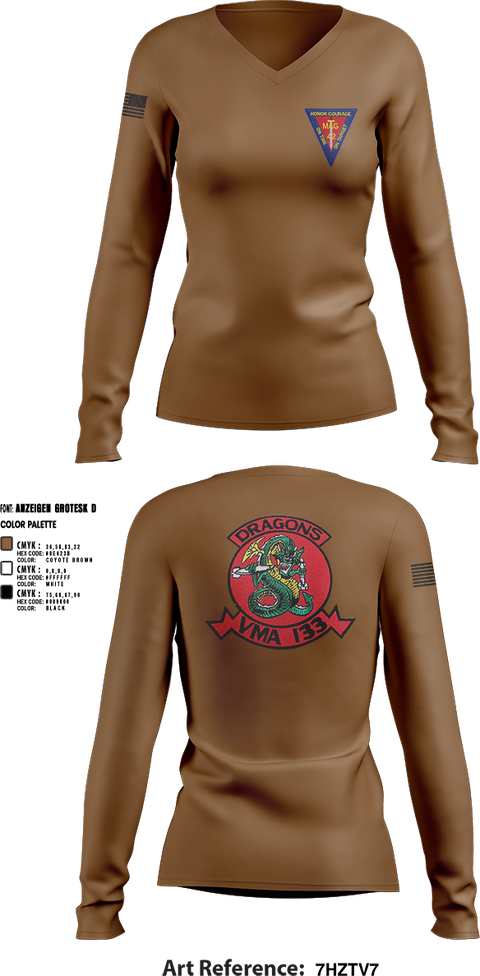Womens Long Sleeve Vneck Shirt, MAG-42 VMA-133, , Teamtime, Team time, sublimation, custom sports apparel, team uniforms, spirit wear, spiritwear, sports uniforms, custom shirts, team store, custom team store, fundraiser sports, apparel fundraiser